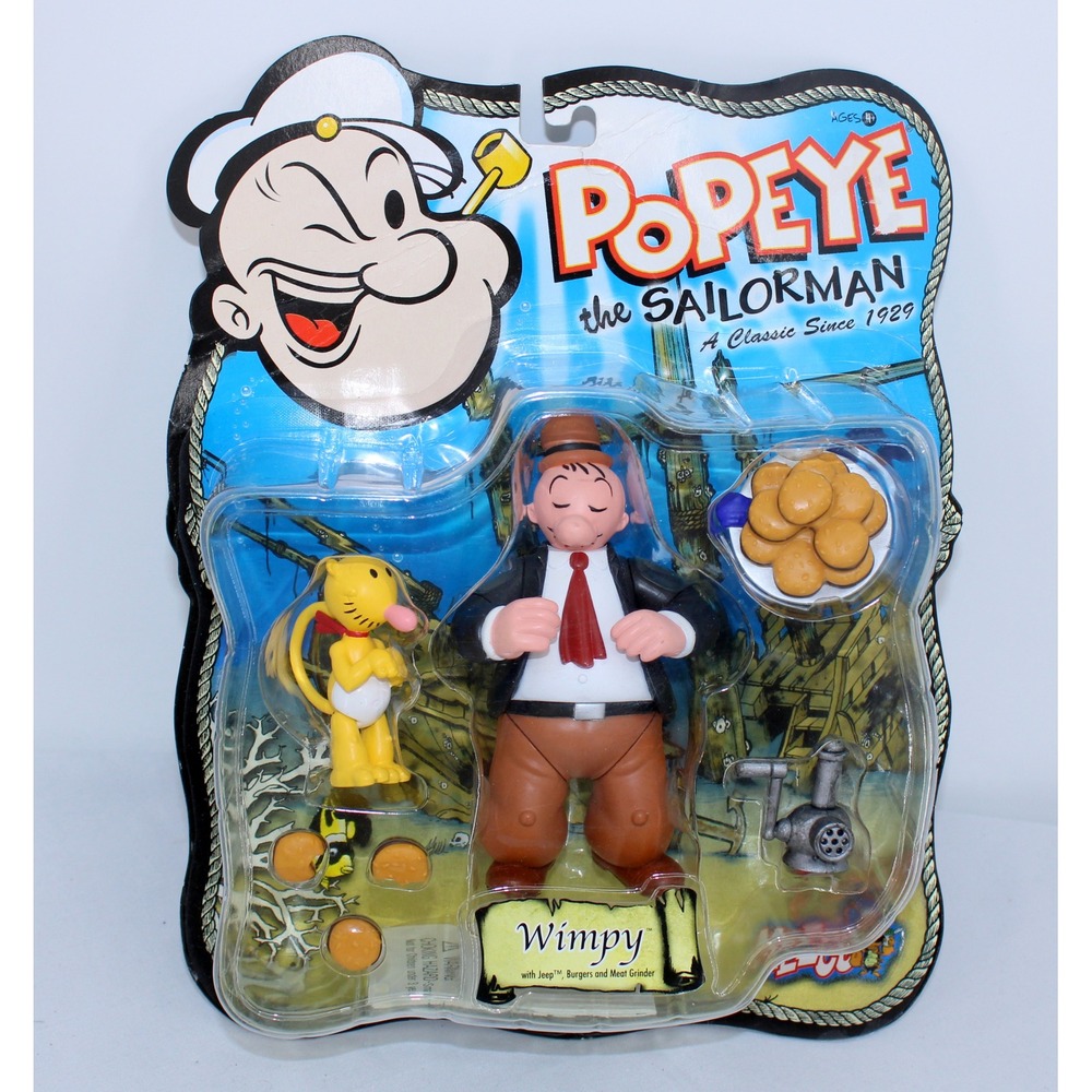 Popeye the Sailor Man Wimpy with Jeep Burger Meat Grinder Action Figure MEZCO
